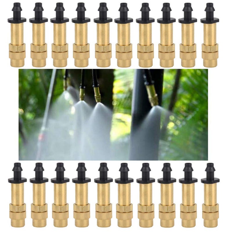 LHX 20 pcs Irrigation System Copper Nozzle Adjustable Spray Nozzle Garden Water Cooling System Irrigation Greenhouse Vegetables Lawn Watering Nozzle (Black Gold 04) - Image 2